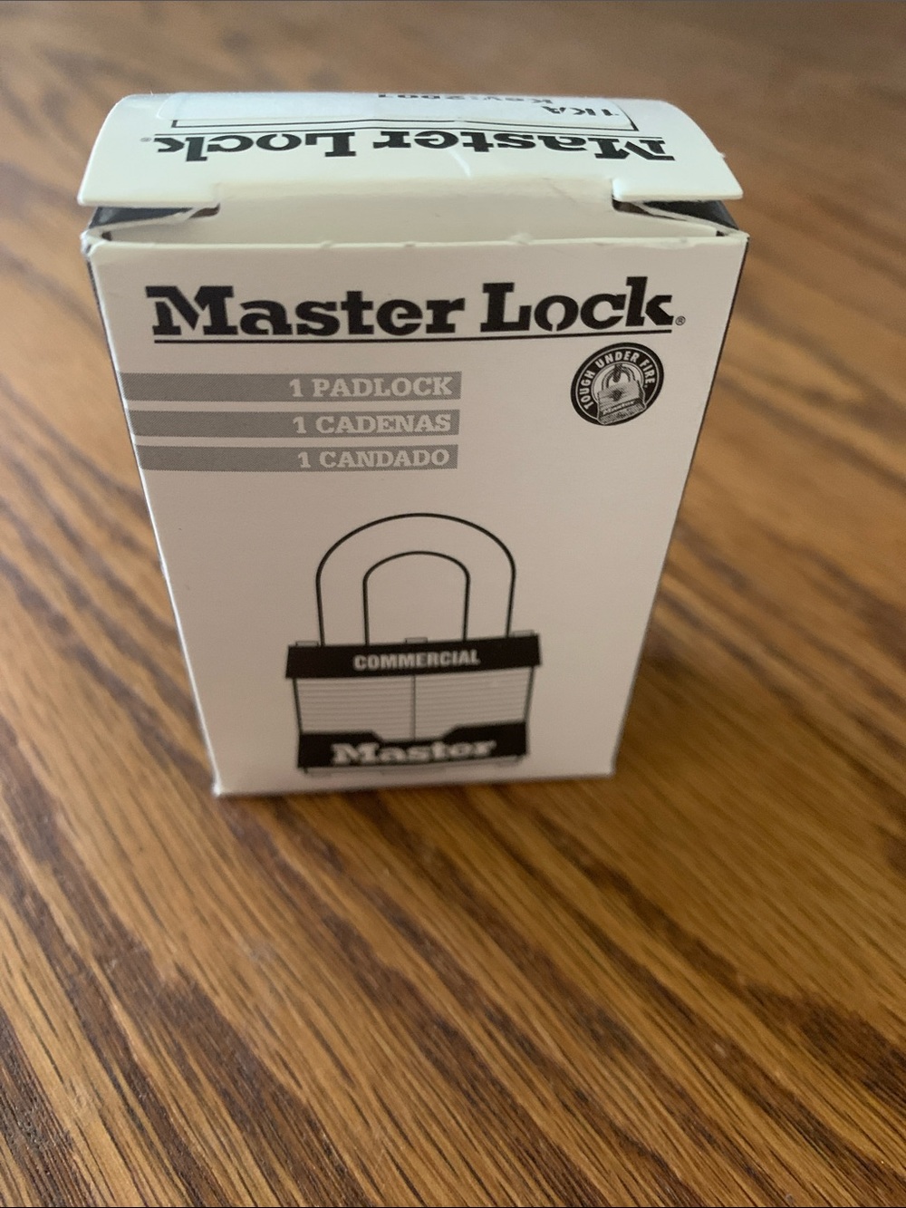 Master Lock Commercial Laminated Padlock in Black and Chrome with Brass Keys